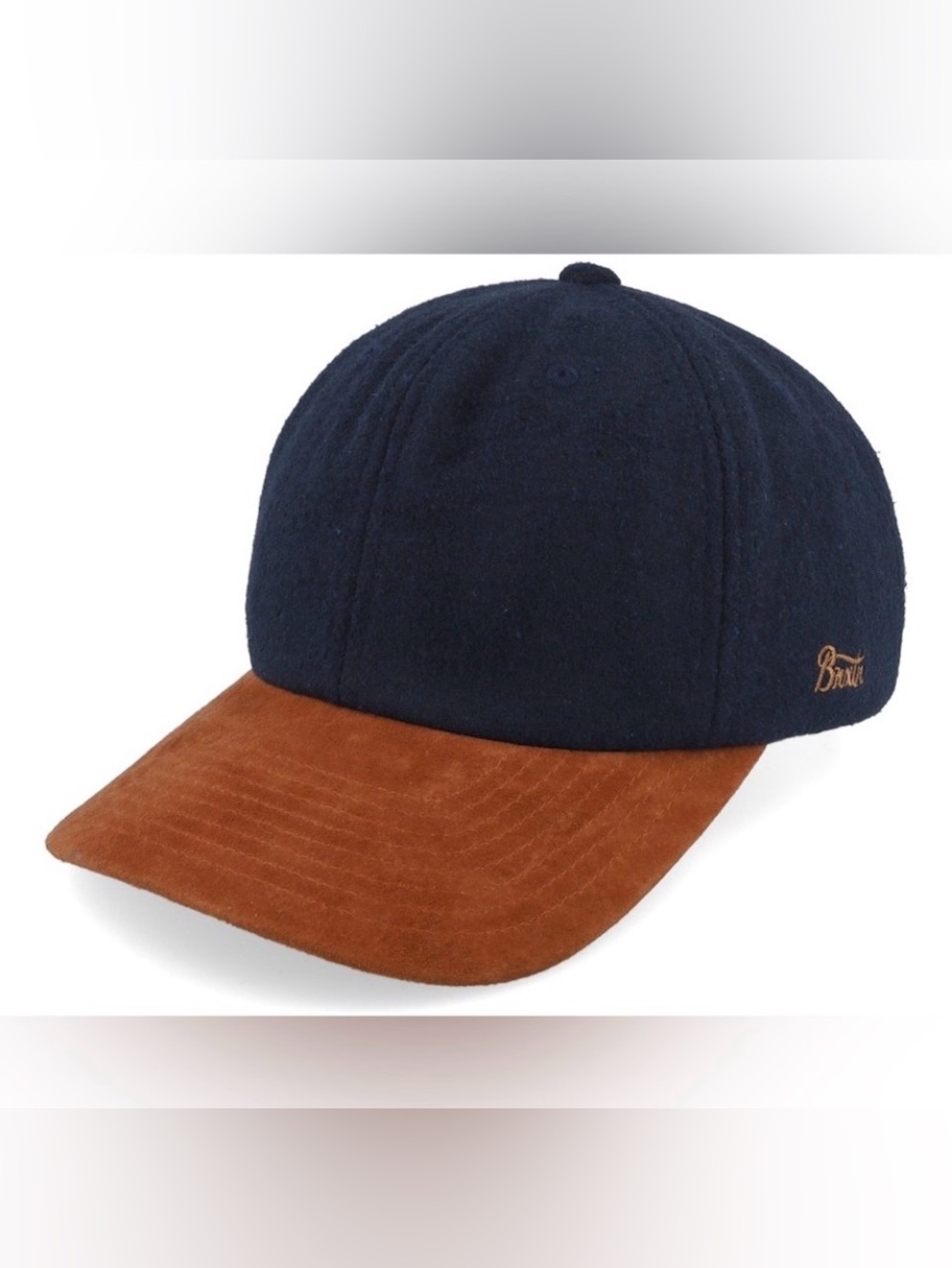 Brixton Melton Wool Navy and Brown Baseball Cap